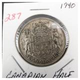 1940 Canadian Silver half dollar