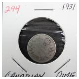 1931 Canadian dime