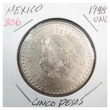 1948 Mexico Cinco Pesos .8681 oz silver