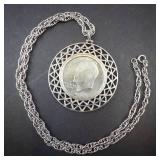 1971 Ike dollar pendant on Stainless rope chain