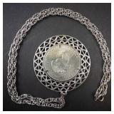 1971 Ike dollar pendant on Stainless rope chain