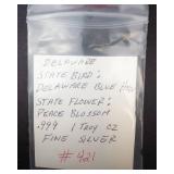 Delaware State Bird 1987 Blue Hen 1 Troy Oz .999 Fine Silver USA