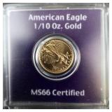 American Eagle 1/10oz Fine Gold 5 Dollars - MS66 Certified -1999-