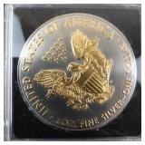 2018 American Silver Eagle -24k Gold Gilded Highlight in Case