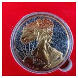 2001 American Silver Eagle -24k Gold Gilded in Wooden Case