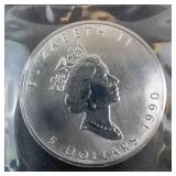 4 Uncirculated 1990 Canadian Silver Dollars