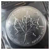 4 Uncirculated 1990 Canadian Silver Dollars