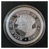 Madame Pele Volcano Goddess of Fire Respect .999 Fine Silver Coin in Case