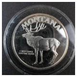 Montana Statehood Centennial 1 Troy Oz .999 Silver Round "Moose Proof Coin" in Case