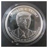 Donald J. Trump Commemorative Silver Round 1Troy Oz. .999 Silver Round in case "45th President"
