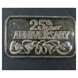 "Happy Anniversary" 1oz .999 Fine Silver Artbar NOT ENGRAVED
