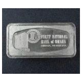 First National Bank  of Omaha Nebraska Solid Sterling Silver Guaranteed 1000 Grains Franklin Mint