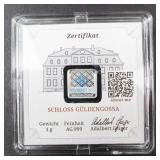 Geiger Premium 1 Gram .999 Silver Square Feinsilbar Cameo Proof