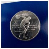 Republic of Panama 1970 sterling silver proof 5 Balboas.  1.06 oz total silver weight