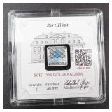 Geiger Premium 1 Gram .999 Silver Square Feinsilbar Cameo Proof