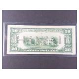 $20 Federal Reserve Note 1934A HAWAII Brown Seal in Sleeve
