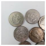 10) 40% silver Kennedy half dollars, Approx. 1.48 oz