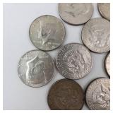 10) 40% silver Kennedy half dollars, Approx. 1.48 oz