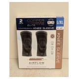 NEW COPPERFIT ELITE COMPRESSION KNEE SLEEVE L/XL 2PK