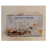 ANCHOR HOCKING GLASS DRINKING SET 16PC