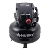 Husky 3 Gal. 120 PSI Portable Electric Oil-Free Light Duty Pancake Air Compressor with Fold Down Handle and 1-Quick Coupler
