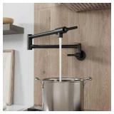 GIVING TREE Wall Mount Pot Filler Faucet Double-Handle in Matte Black