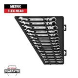 Milwaukee 144-Position Flex-Head Ratcheting Combination Wrench Set Metric (15-Piece)
