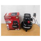 Husky 3 Gal. 120 PSI Portable Electric Oil-Free Light Duty Pancake Air Compressor with Fold Down Handle and 1-Quick Coupler