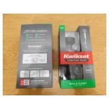 (2) Kwikset Pismo Round Matte Black Hall/Closet Door Knob Featuring Microban Antimicrobial Technology