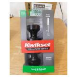 (4) Kwikset Pismo Round Matte Black Hall/Closet Door Knob Featuring Microban Antimicrobial Technology