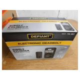 New - 6  Defiant Single Cylinder Square Electronic Keypad Deadbolt Matte Black
