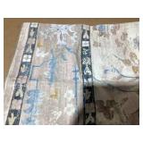 HOMCOM Machine Washable Area Rug, 120"x96"  Indoor Boho Rug, Non-Slip, Low Pile for Living Room, Bedroom, Dining Room, Kitchen, Home Office, Distressed Carpet for High Traffic Areas, Brown Blue (Used)