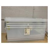 LOT OF 7 Brightroom 110qt Storage Bins (Missing Lids, Transit Damage On 3 Corners, See Photos)