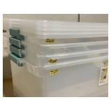 LOT OF 7 Brightroom 110qt Storage Bins (Missing Lids, Transit Damage On 3 Corners, See Photos)