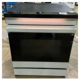 Samsung Bespoke 30 in. 6.3 cu. ft. 4-Burner Element Smart Slide-In Induction Range in White Glass with Air Sous Vide Model # NSI6DB950012 SKU # 1011079801 (Minor Transit Damage, See Photos Of Back)