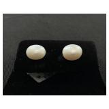 MCYS 14K Yellow Gold 9mm White Button Freshwater Cultured Pearl Stud Earrings