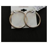 GIANI BERNINI 40mm x 3mm Sterling Silver Polished Tube Hoop Earrings Giani Bernini (Needs Cleaning)