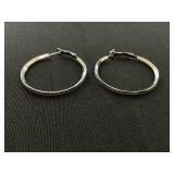 GIANI BERNINI 40mm Sterling Silver Cubic Zirconia Medium Hoop Earrings 1.5"