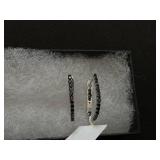 MCYCS Black Spinel Oval/Horse Shoe Hoop Earrings (7/8 ct. t.w.) in Sterling Silver