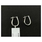 MCYCS Black Spinel Oval/Horse Shoe Hoop Earrings (7/8 ct. t.w.) in Sterling Silver