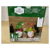 Holiday Time Set of 2 Light Up Tinsel Christmas Gnomes with 40 LED Lights