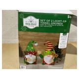 Holiday Time Set of 2 Light Up Tinsel Christmas Gnomes with 40 LED Lights