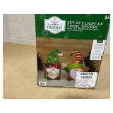 Holiday Time Set of 2 Light Up Tinsel Christmas Gnomes with 40 LED Lights