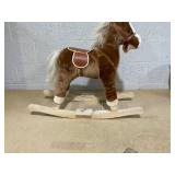 Qaba Kids Ride on Rocking Horse Toddler Plush Toy with Realistic Sounds for 3 Years Old Children - Brown
