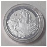 2 Oz. 2019 British Virgin Islands 2 oz Fine Silver Pegasus Frosted BU  - (Ultra low mintage of 5000 coins) - Airtite Case