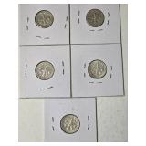 5- Silver Dimes (1946D, 1956D, 1960D, 1964D, 1964D)