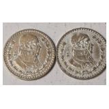 1-1959 Mexican Silver Coin and 1-1962 Mexican Silver Coin