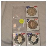 1973,74,76,78 Ike Proof Silver Dollars