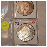 1973,74,76,78 Ike Proof Silver Dollars