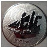 2022 Cook Islands "Ship" 1oz Silver Coin Round